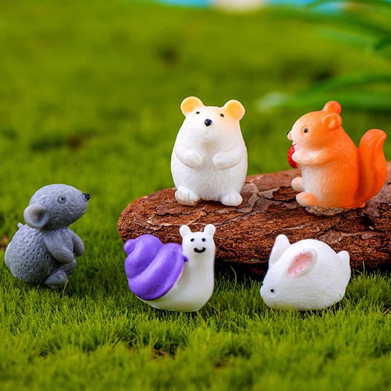 TANOMA Small Animals Miniature Fairy Garden Accessories Micro Landscape Pots Bonsai Craft Decor 5PCS - Image 1